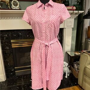 Summer dress! Tommy Bahama Pink Geometric Shirt Dress.